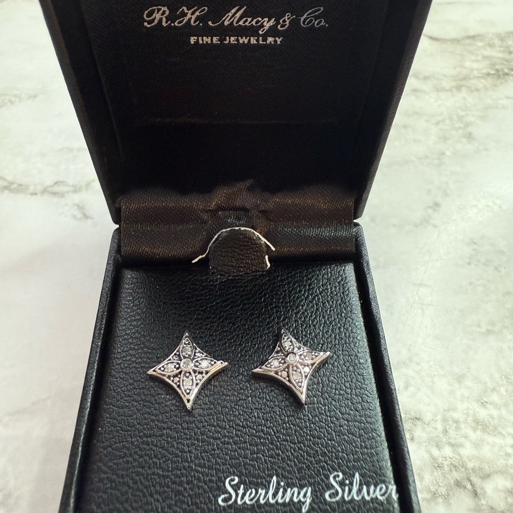 NWT Diamond Star Stud Earrings (1/10 ct. t.w.) in Sterling Silver - Picture 2 of 3